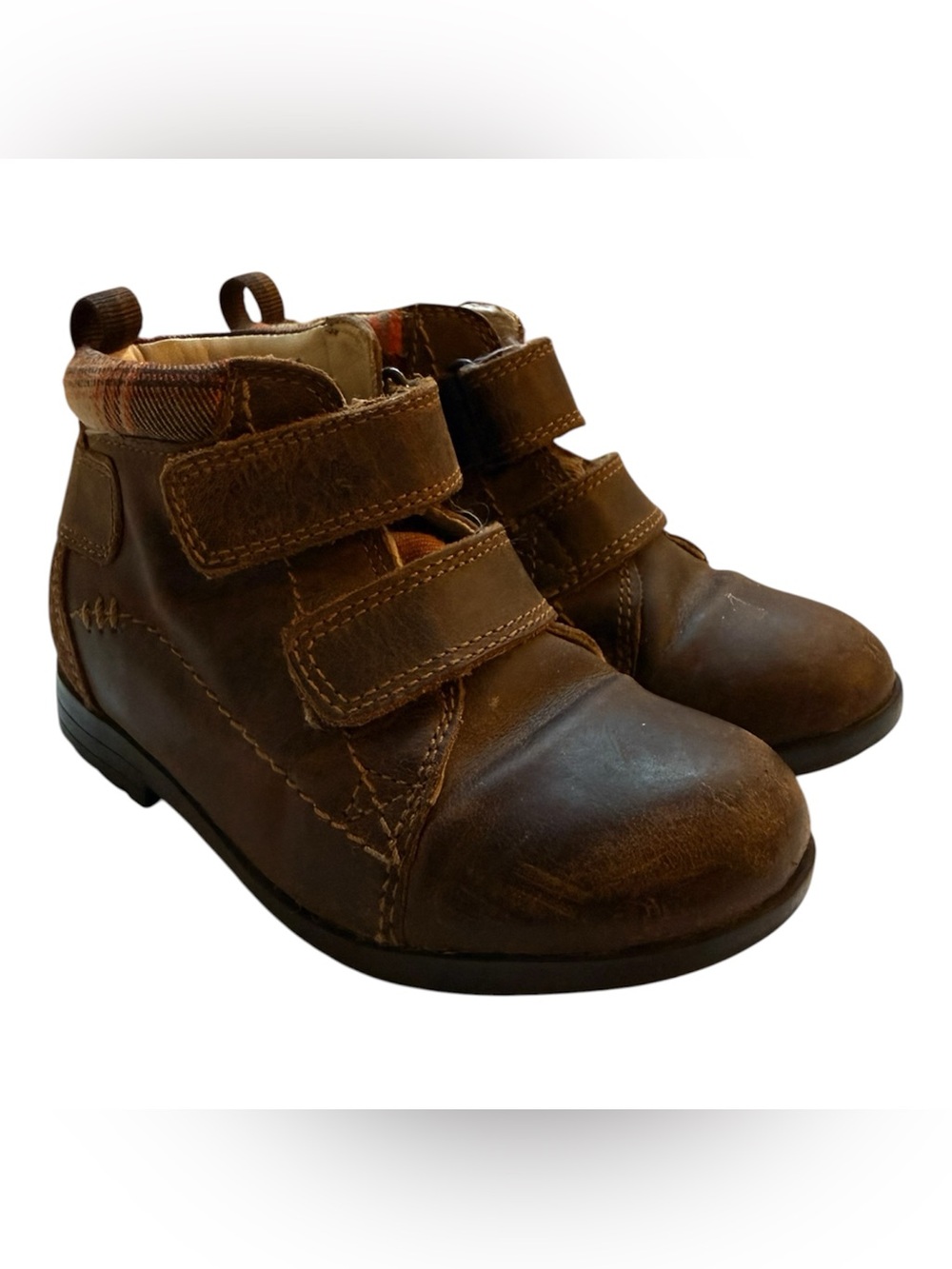 Clarks Brown Leather Double-Strap Ankle Boots for Toddler